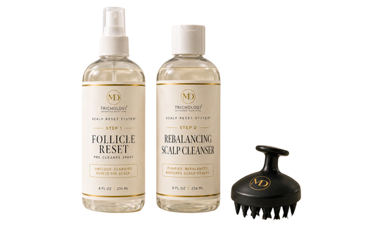 MD Trichology Scalp Reset System Bundle (Steps 1 and 2 Plus Exfoliating Tool)